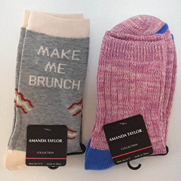 New With Tag, NWT, MAKE ME BRUNCH, 2 pair socks, - Picture 1 of 8